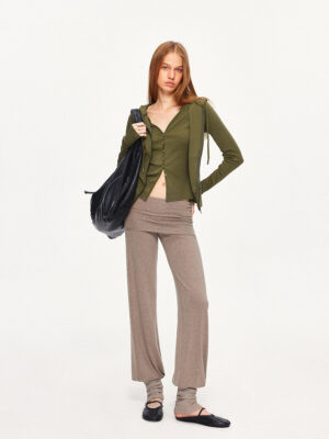 Olive Green Slim Fit Cardigan Sport Jacket
