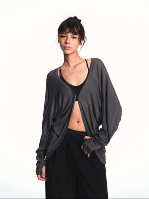 Chic Linen-Blend Batwing Sun Coverup Cardigan